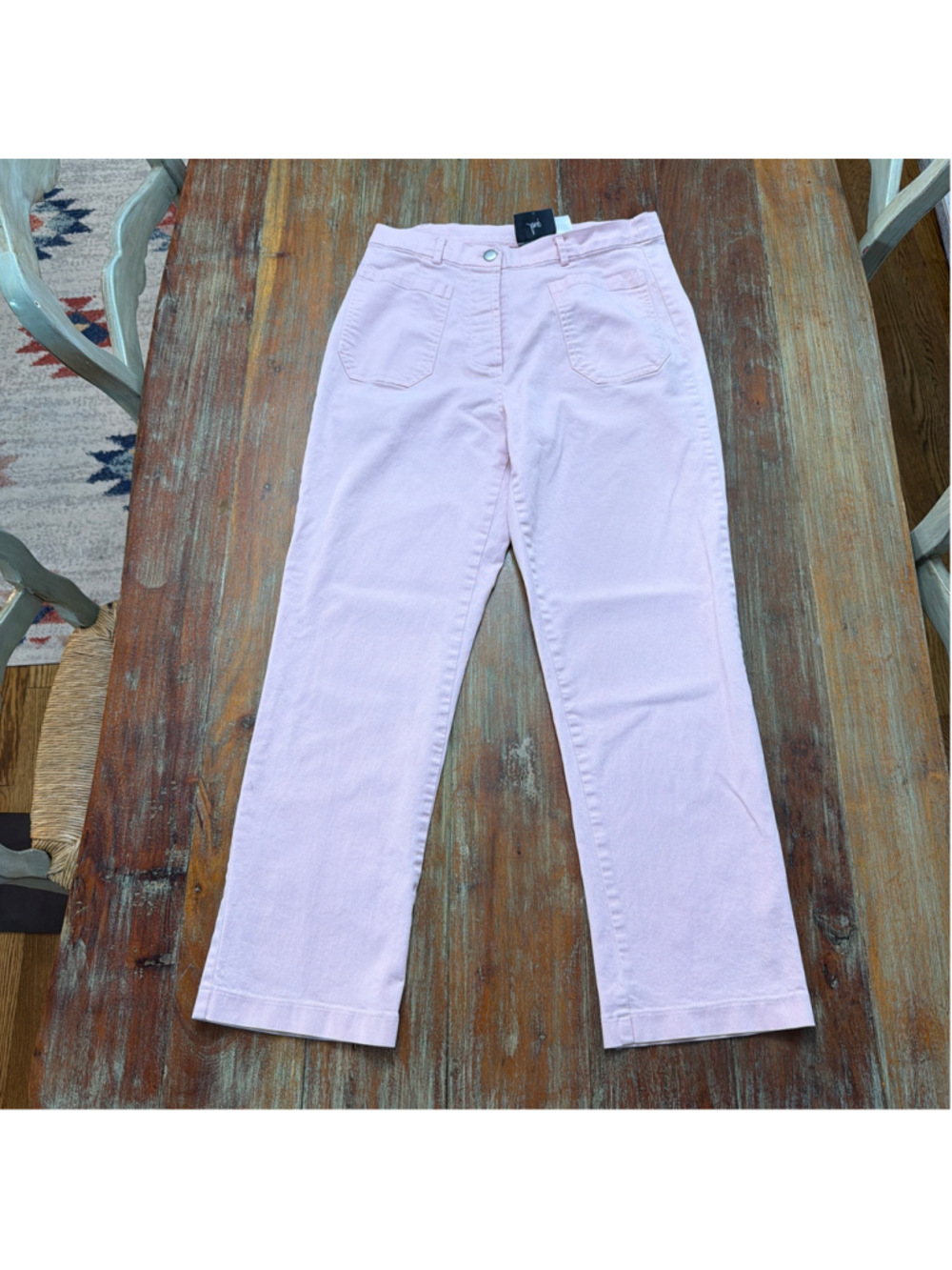 LOUP NYC Light Pink Utility Pants Large Cotton Stretch Straight Leg Patch Pocket